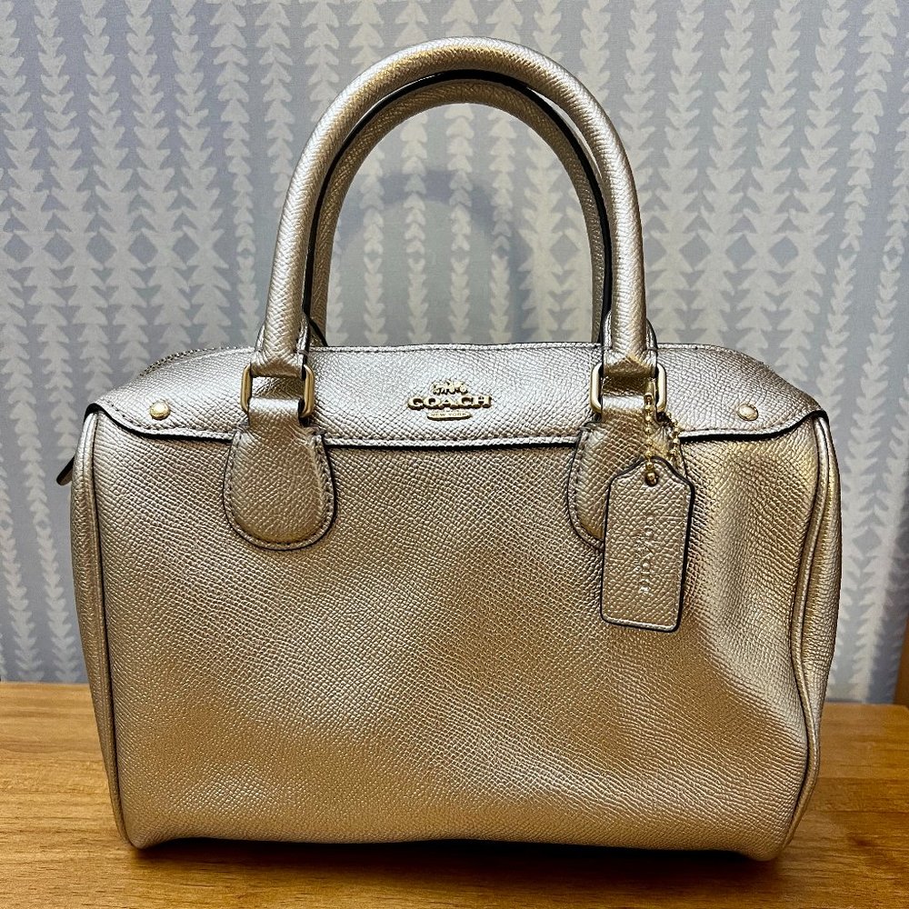 Coach Mini Bennett Satchel Handbag Metallic Platinum